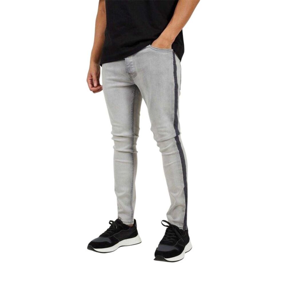 Brave Soul Mens Stripe Skinny Jeans / Gray